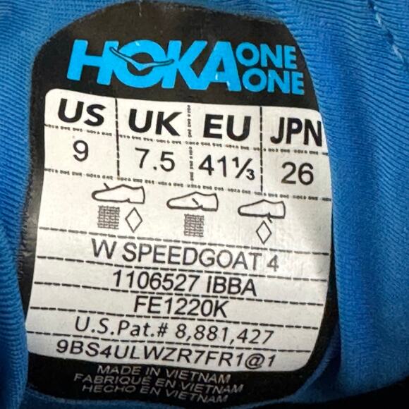 Womens HOKA Speedgoat 4 Trail Running Shoe HOKA ONE ONE Speedgoat 4 Womens US 9 Trail Running Shoes Blue Vibram